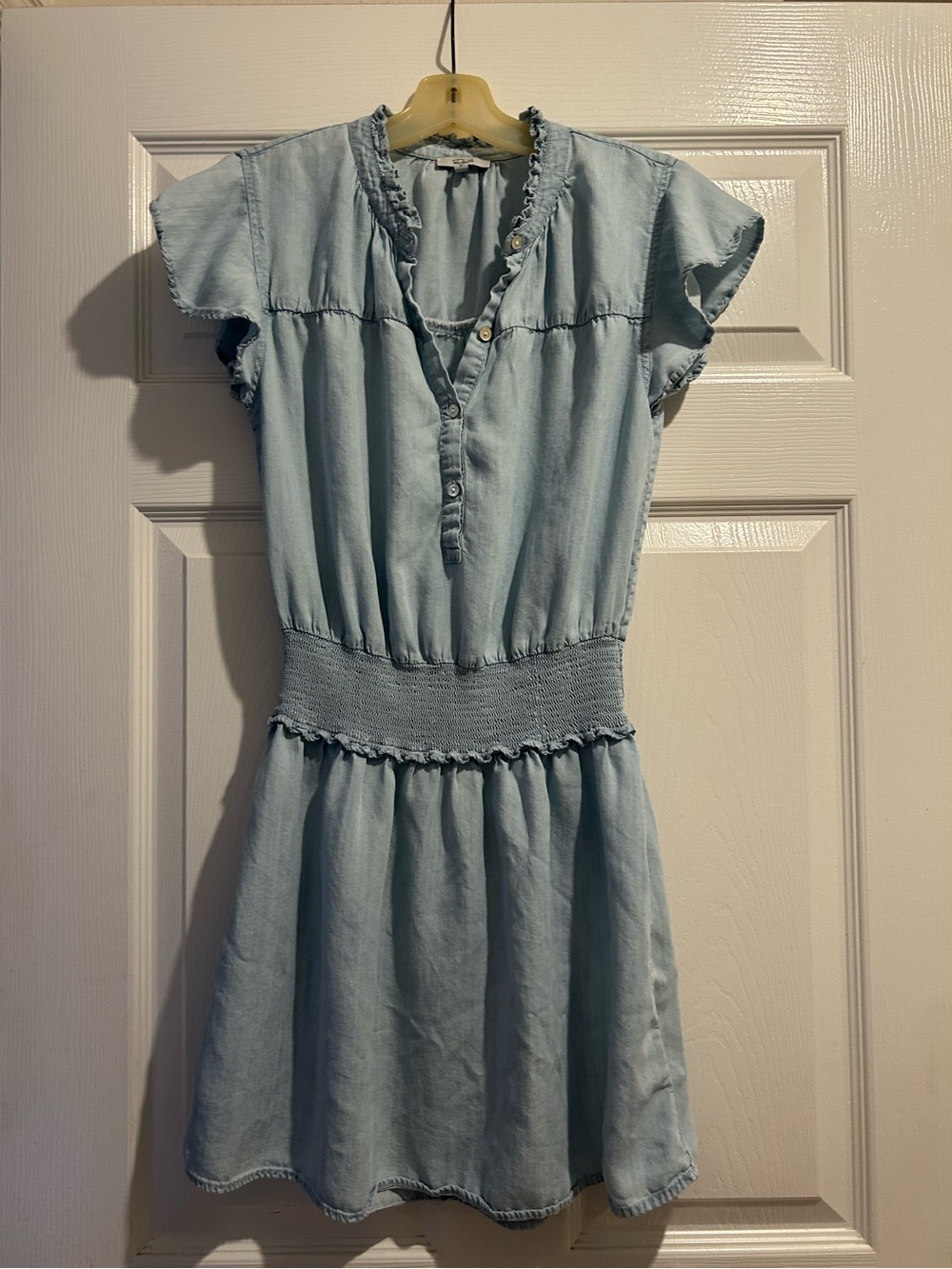 Rails Light Blue Smocked-Waist Mini Dress